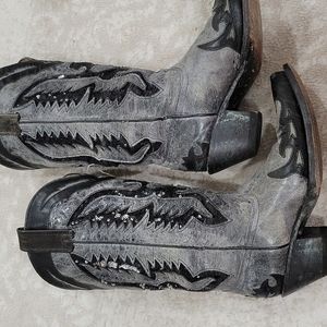 Distressed Sequin Corral Women's Boots, 6.5, black and gray